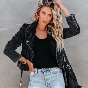 Amaya pocketed corduroy moto jacket